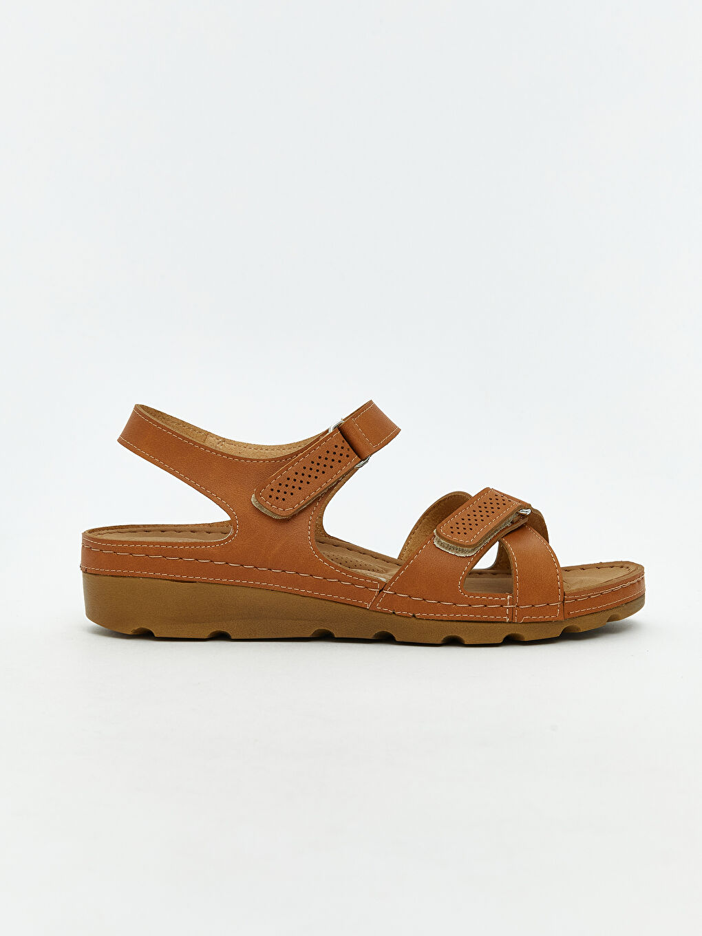 Bej Deri Görünümlü Kadın Sandalet-1