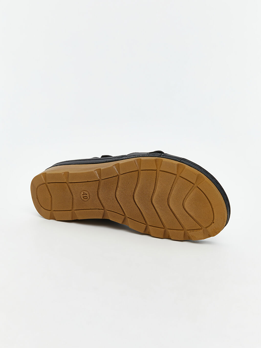 Siyah Deri Görünümlü Kadın Sandalet-3