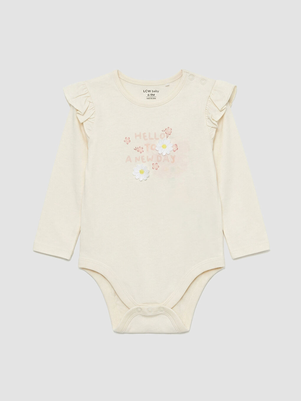 Ruffled, floral-print baby girl snap-closure bodysuit and leggings.-1