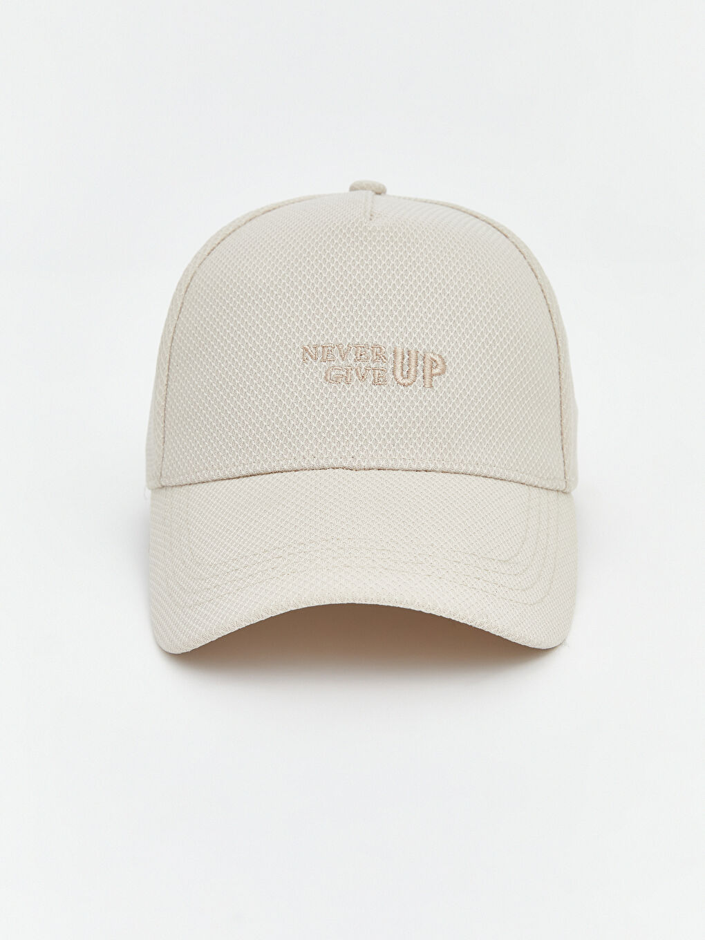 Bej Yazı Nakışlı Erkek Kep Şapka 