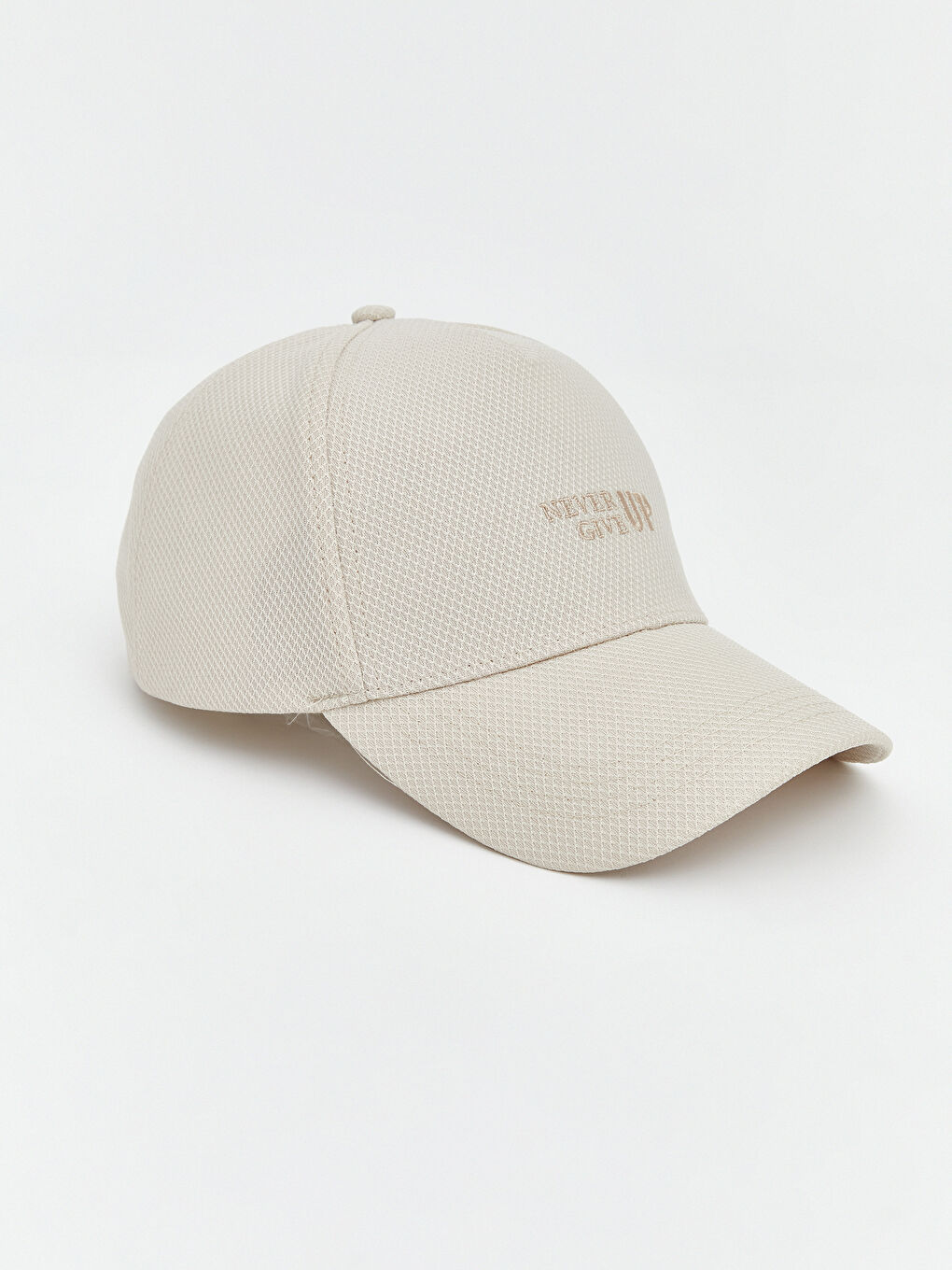 Bej Yazı Nakışlı Erkek Kep Şapka -1