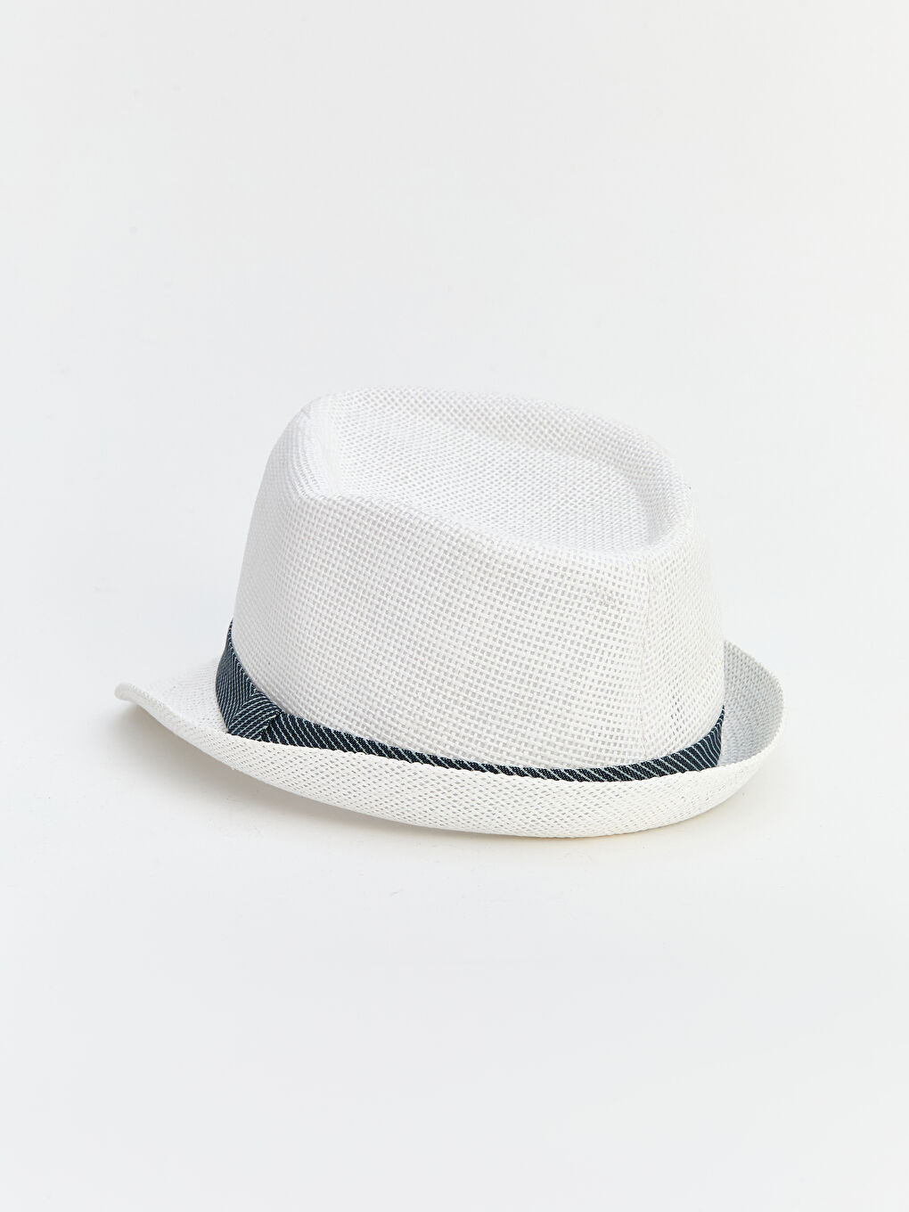 Beyaz Şerit Detaylı Erkek Fötr Şapka-1