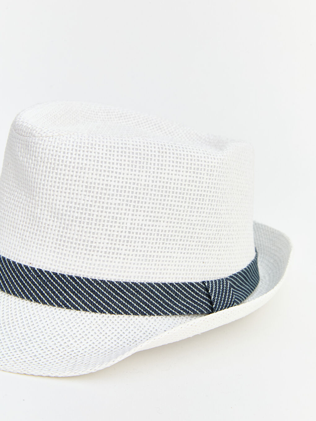 Beyaz Şerit Detaylı Erkek Fötr Şapka-2