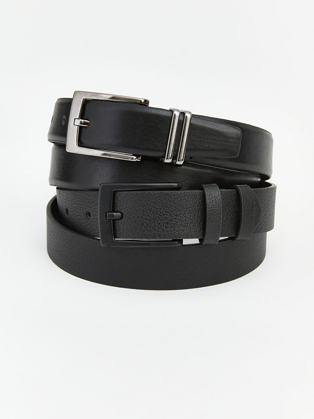 Siyah Deri Görünümlü Erkek Kemer 2'li