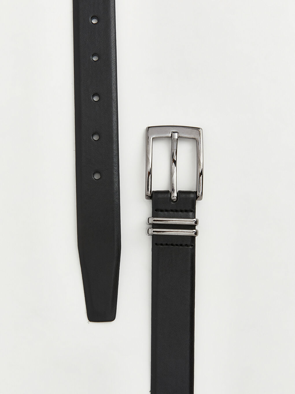 Siyah Deri Görünümlü Erkek Kemer 2'li-2