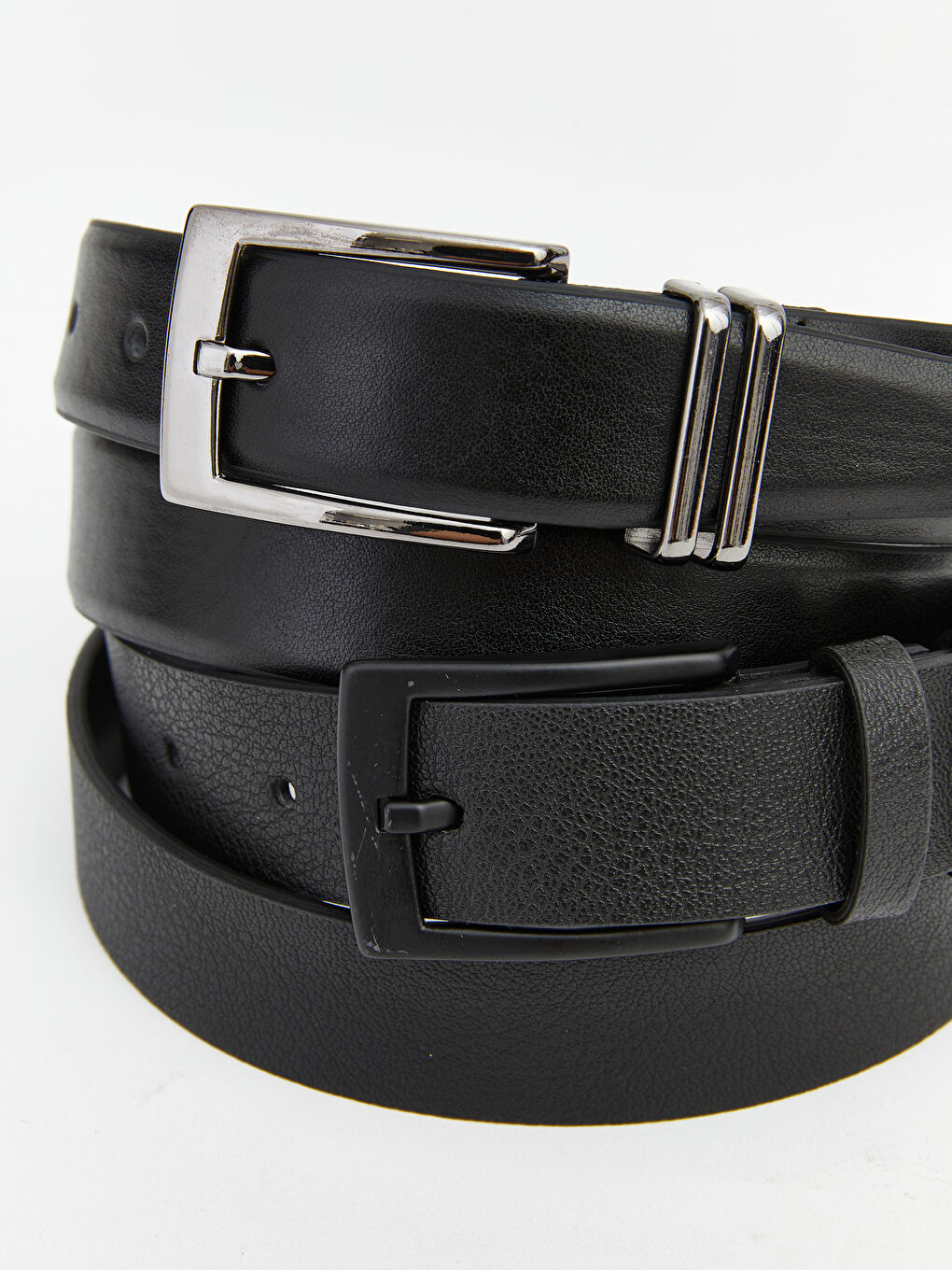 Siyah Deri Görünümlü Erkek Kemer 2'li-3