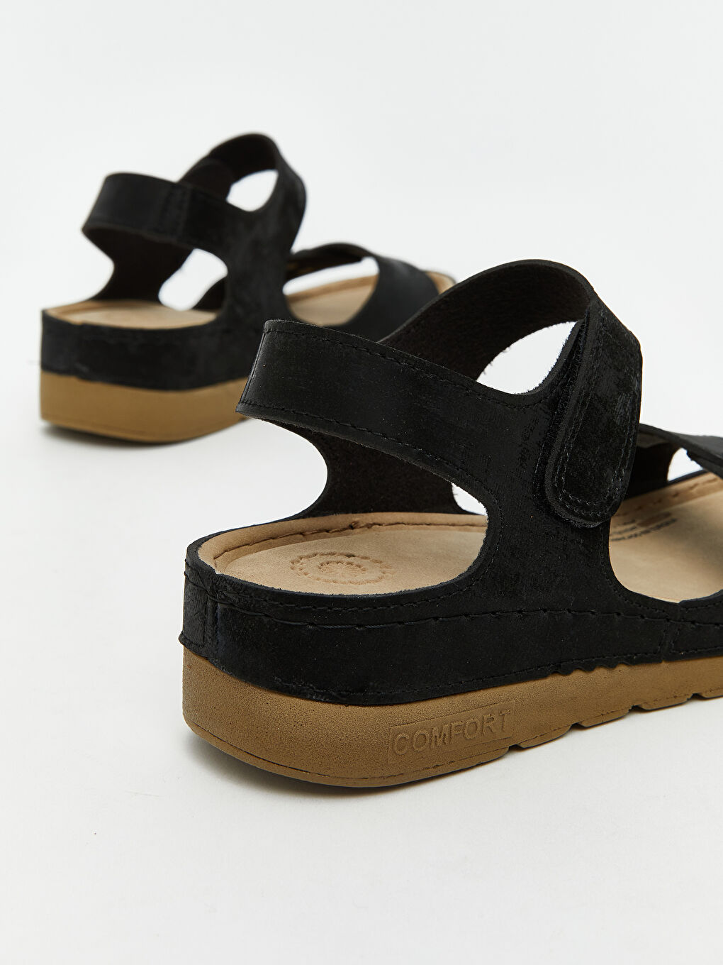 Siyah Süet Görünümlü Kadın Sandalet-4