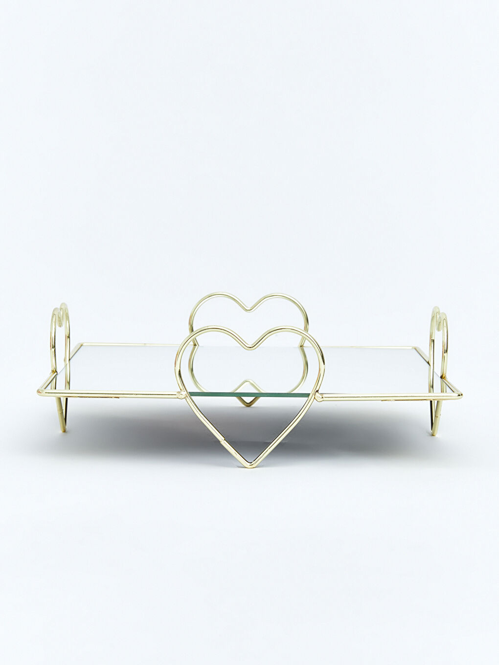 Karışık Kalp Desenli Cam Dekoratif Tepsi