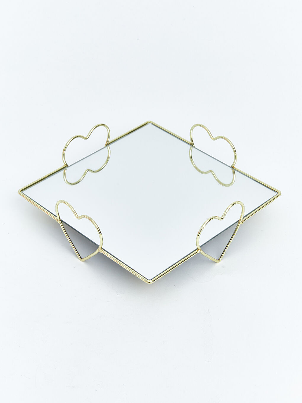 Karışık Kalp Desenli Cam Dekoratif Tepsi-1