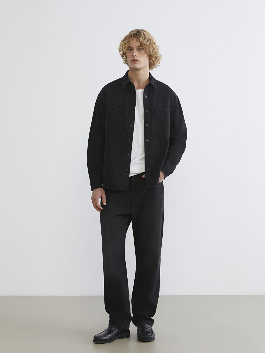 Siyah Baggy Fit Erkek Jean Pantolon