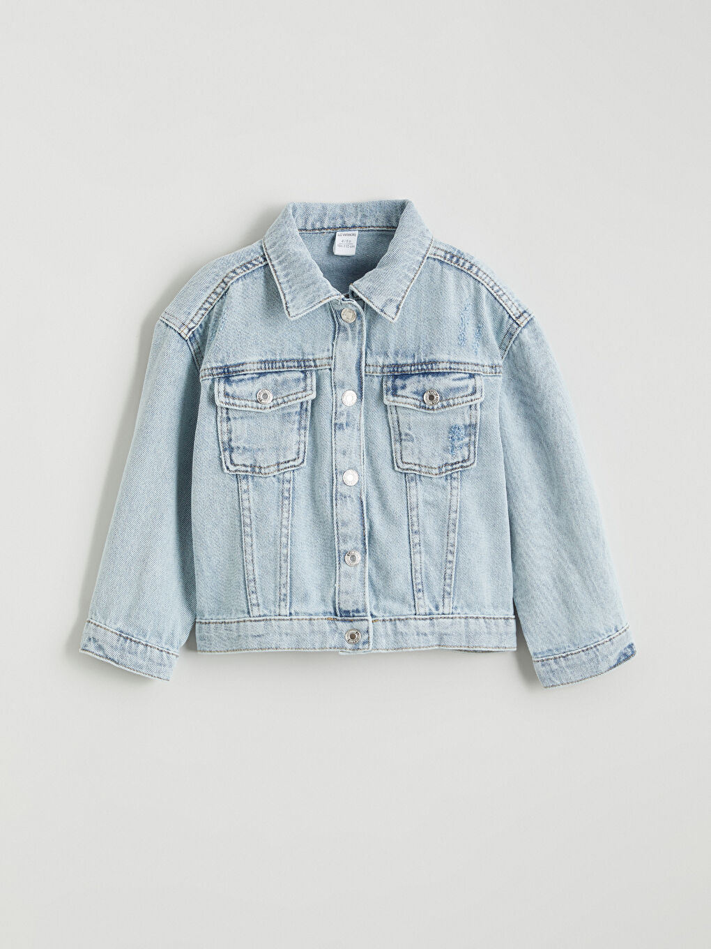 Mavi Gömlek Yaka Kız Çocuk Jean Ceket