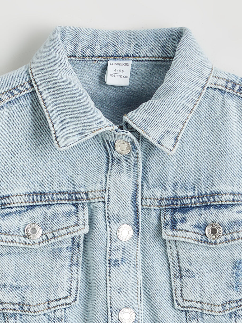 Mavi Gömlek Yaka Kız Çocuk Jean Ceket-1
