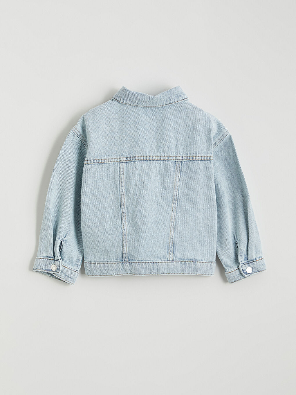Mavi Gömlek Yaka Kız Çocuk Jean Ceket-2