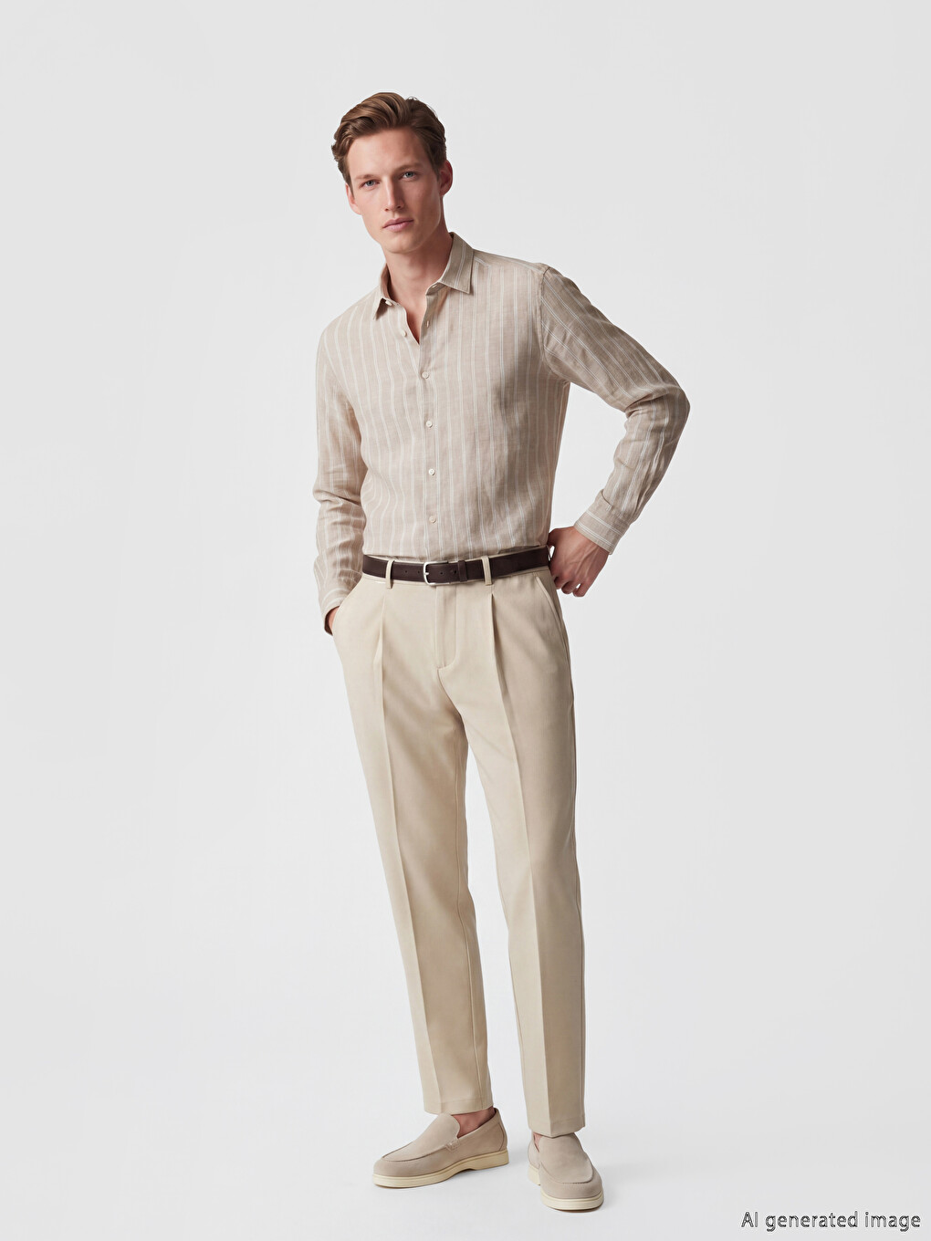 Regular Fit Striped 100% Linen Men's Shirt-1