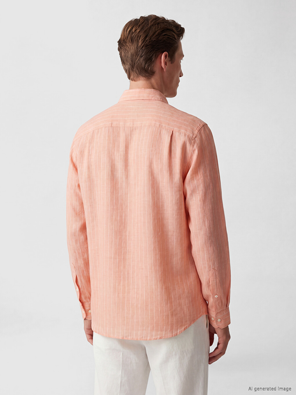 Regular Fit Striped 100% Linen Men's Shirt-2