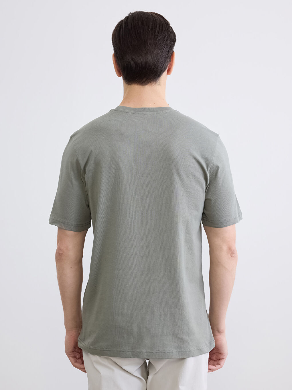 Haki Bisiklet Yaka İstanbul Baskılı Erkek Tişört-3