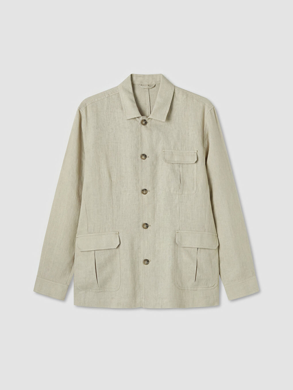 Bej Regular Fit Gömlek Yaka Erkek Mont