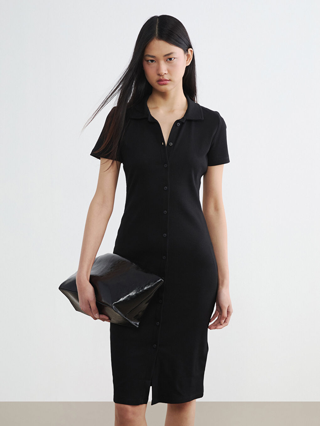 Robe moulante à col polo-1