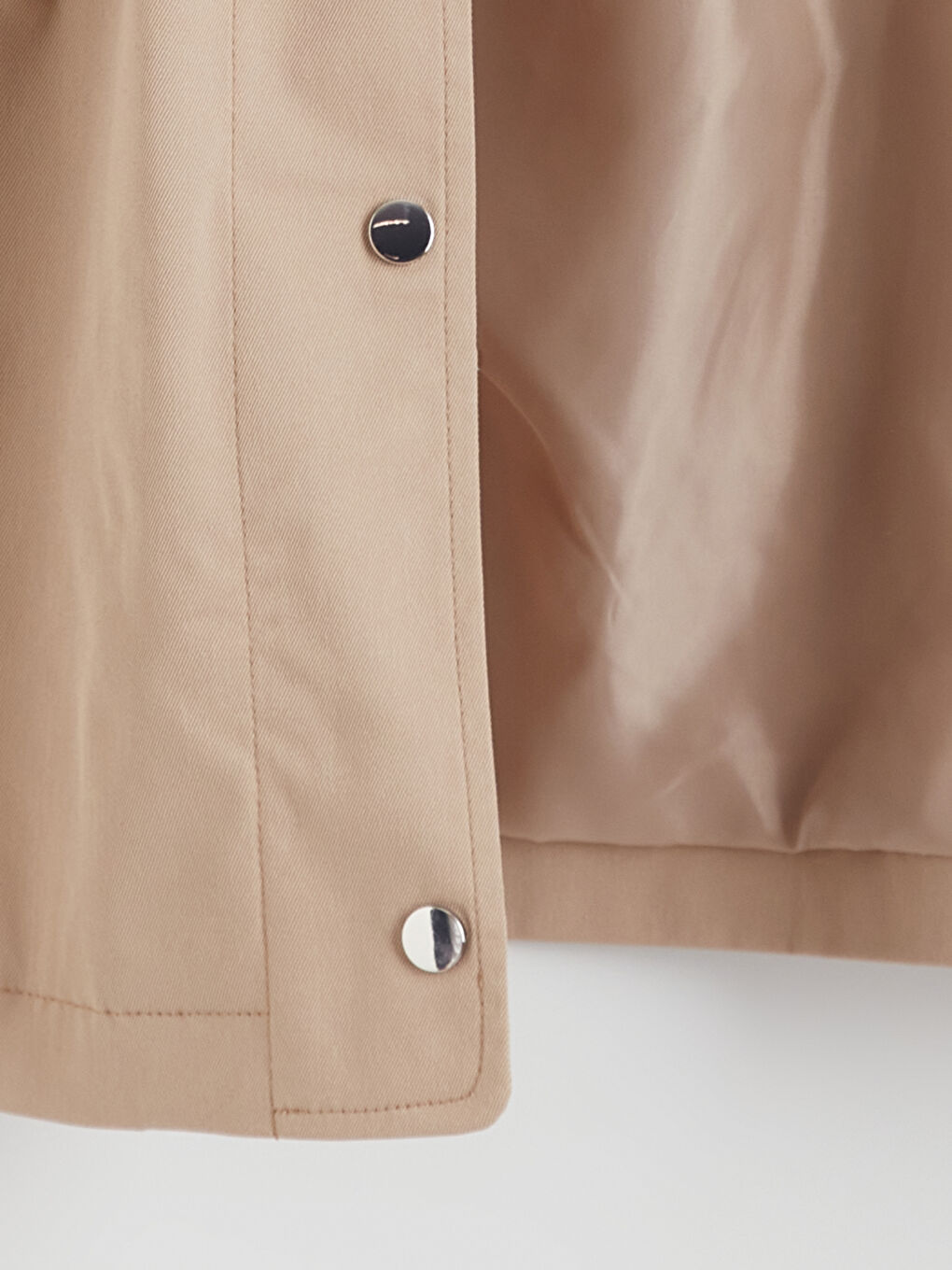 Bej Kontrast Yaka Kadın Mont-7