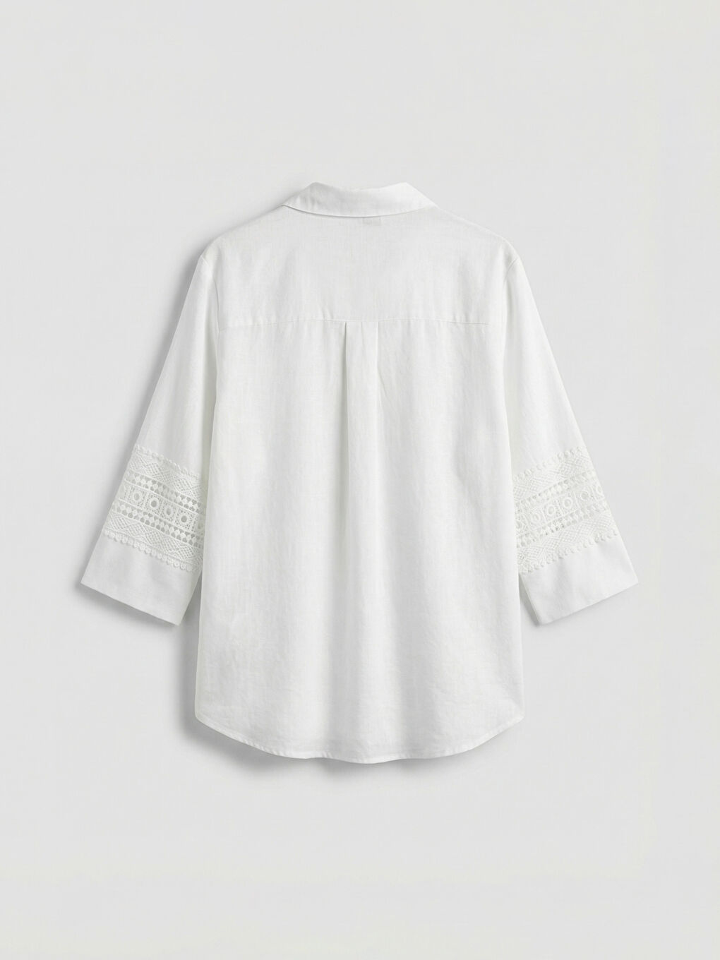 Ekru Dantel Detaylı Oversize Kadın Gömlek-5