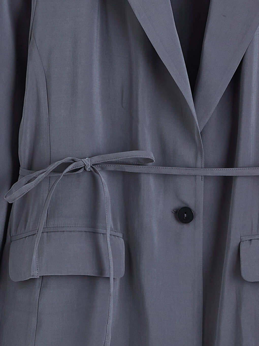 Belted Sash Linen-Look Women's Blazer Jacket-5