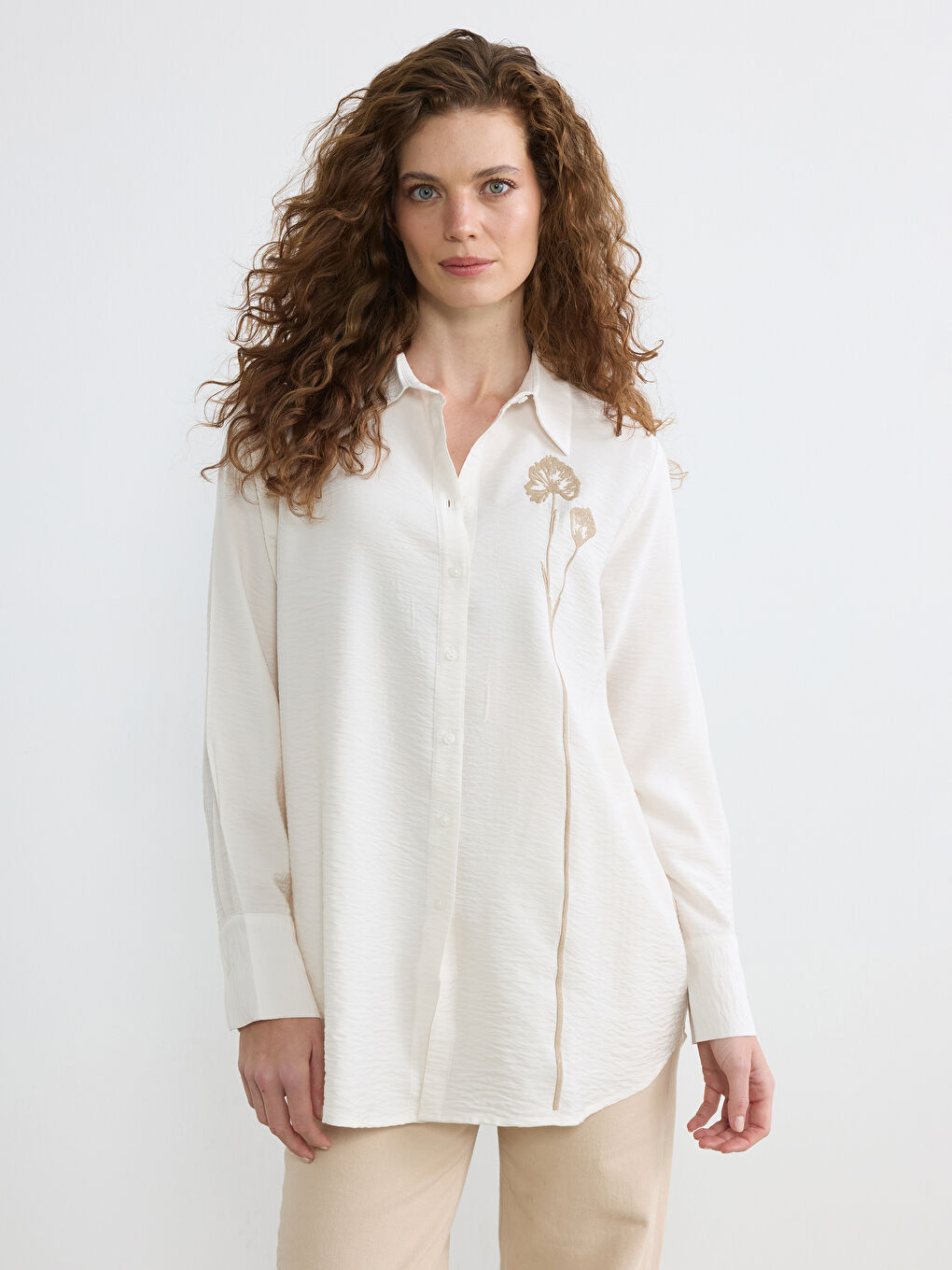 تونيك قميص نسائي من البوبلين المطرز