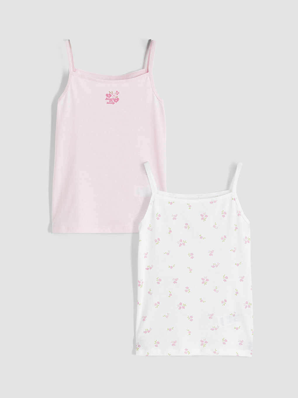 Square Neck Floral Girl Vest 2-Pack