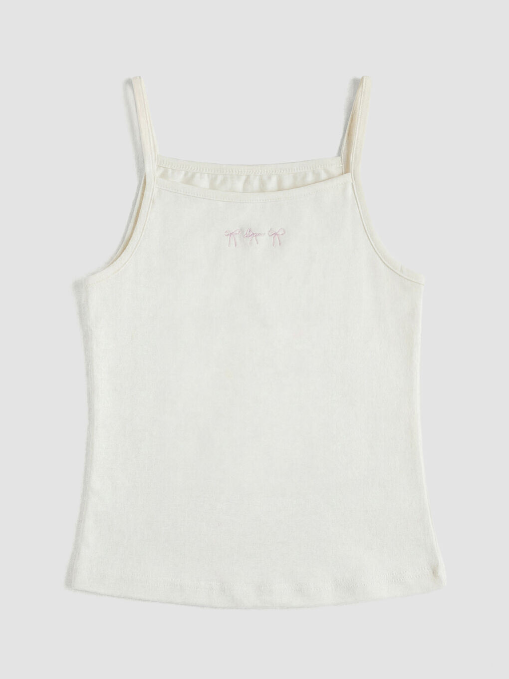 Pembe Kare Yaka Fiyonk Baskılı Kız Çocuk Atlet 2'li	-1