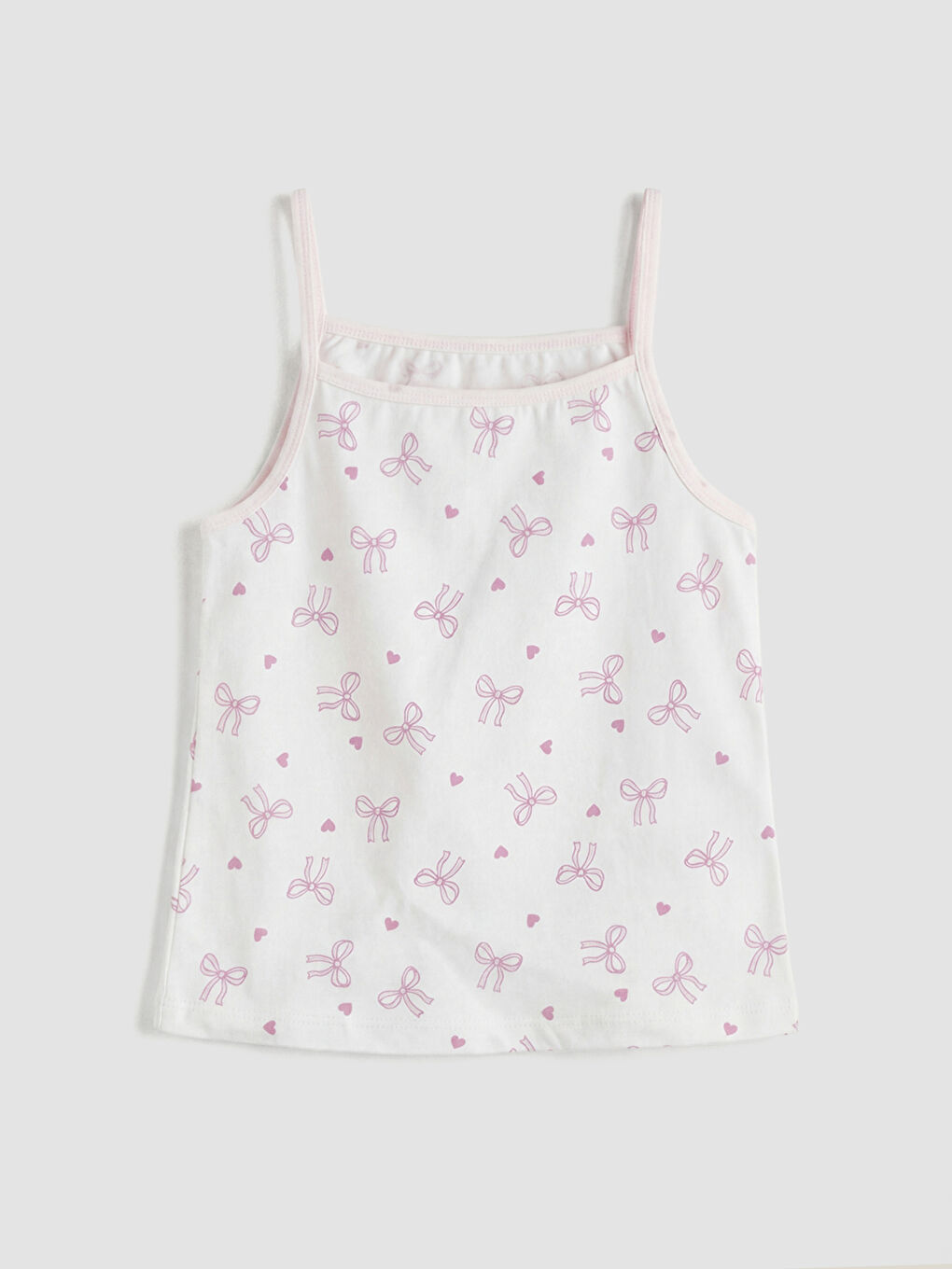 Pembe Fiyonk Baskılı İp Askılı Kız Çocuk Atlet  2'li-3