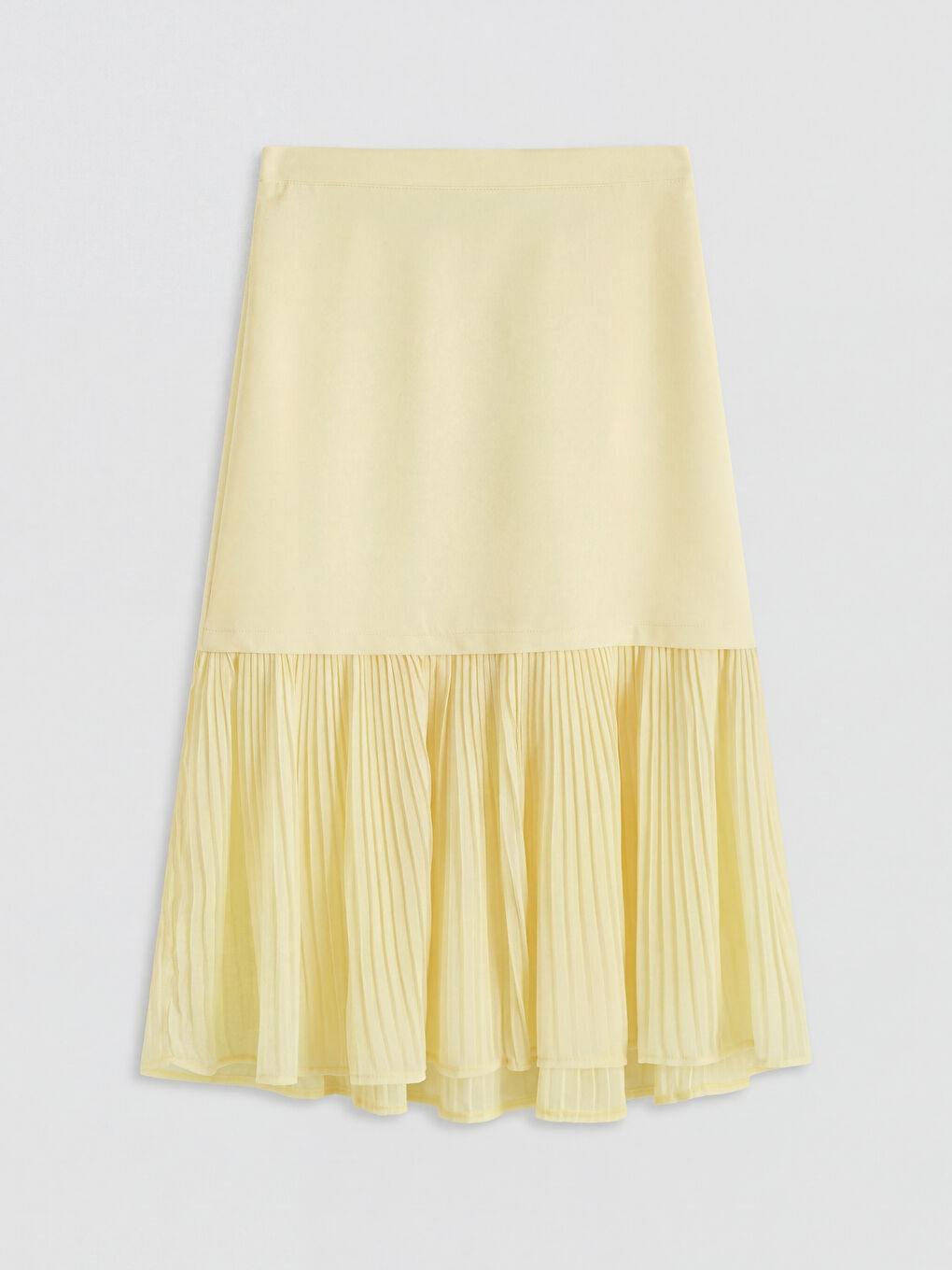 Sarı Beli Lastikli Pileli Kız Çocuk Etek