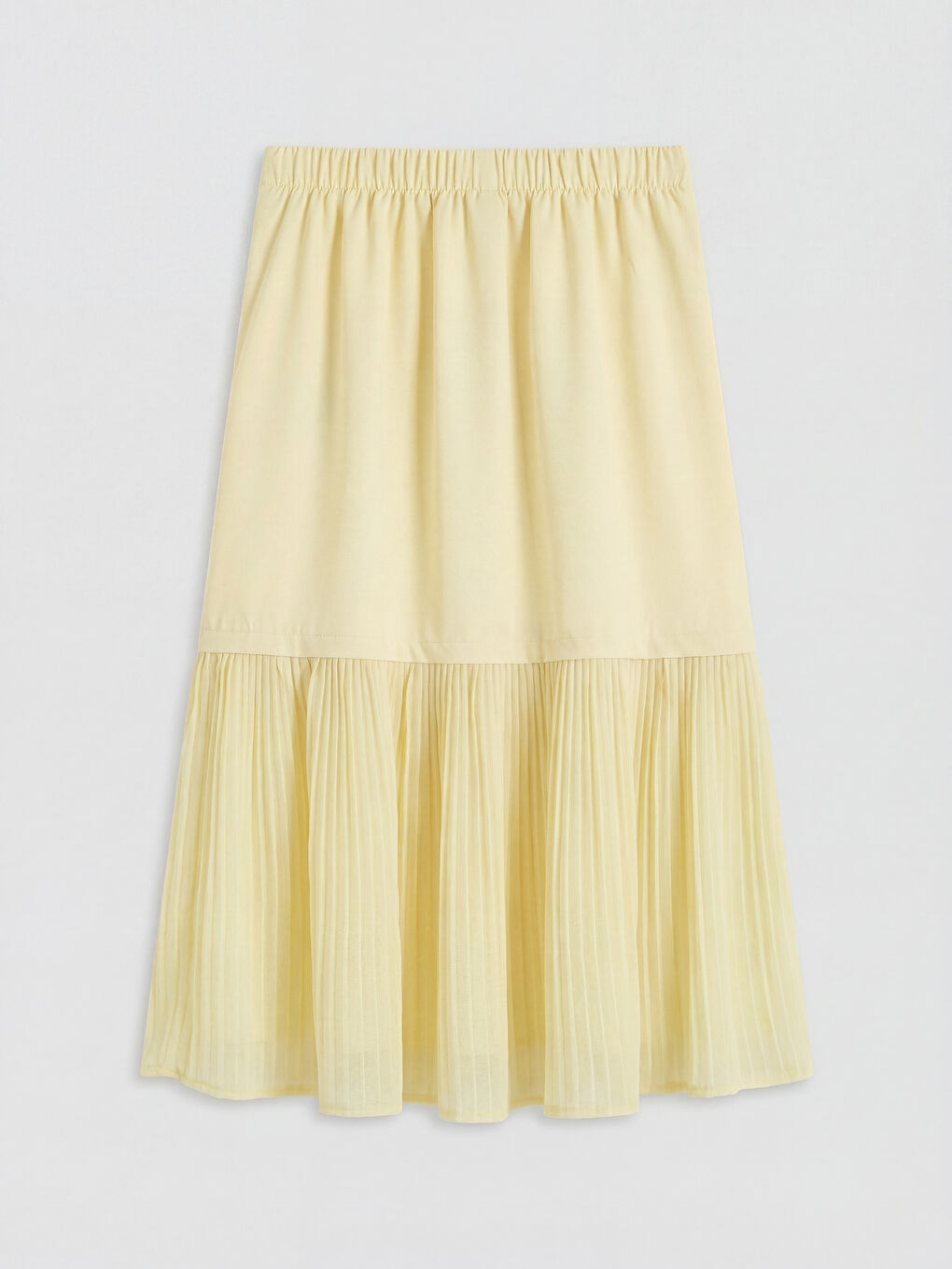 Sarı Beli Lastikli Pileli Kız Çocuk Etek-1