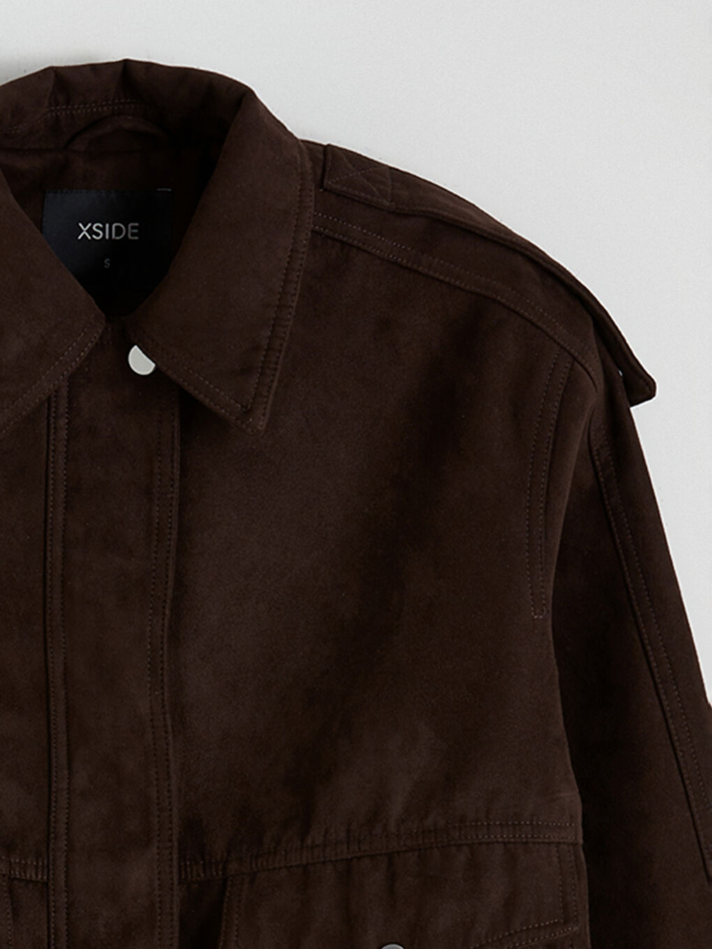 Дамско яке с риза яка и велурен вид-6