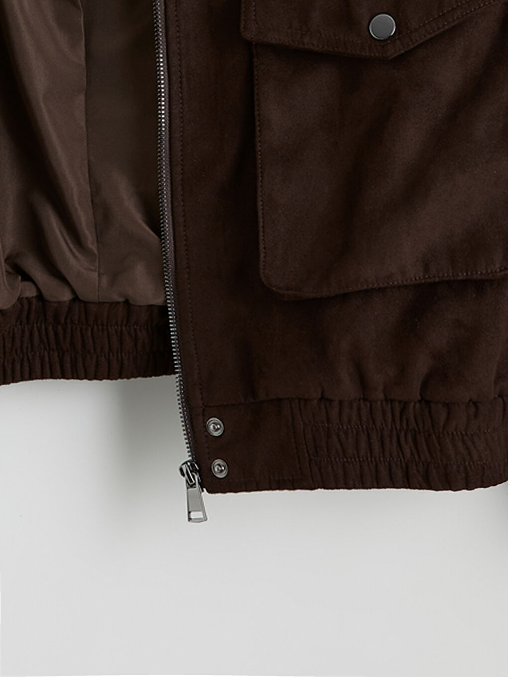 Дамско яке с риза яка и велурен вид-7