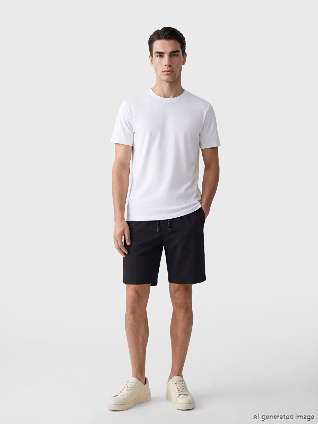 Siyah Diz Altı Boy Erkek Deniz Şortu