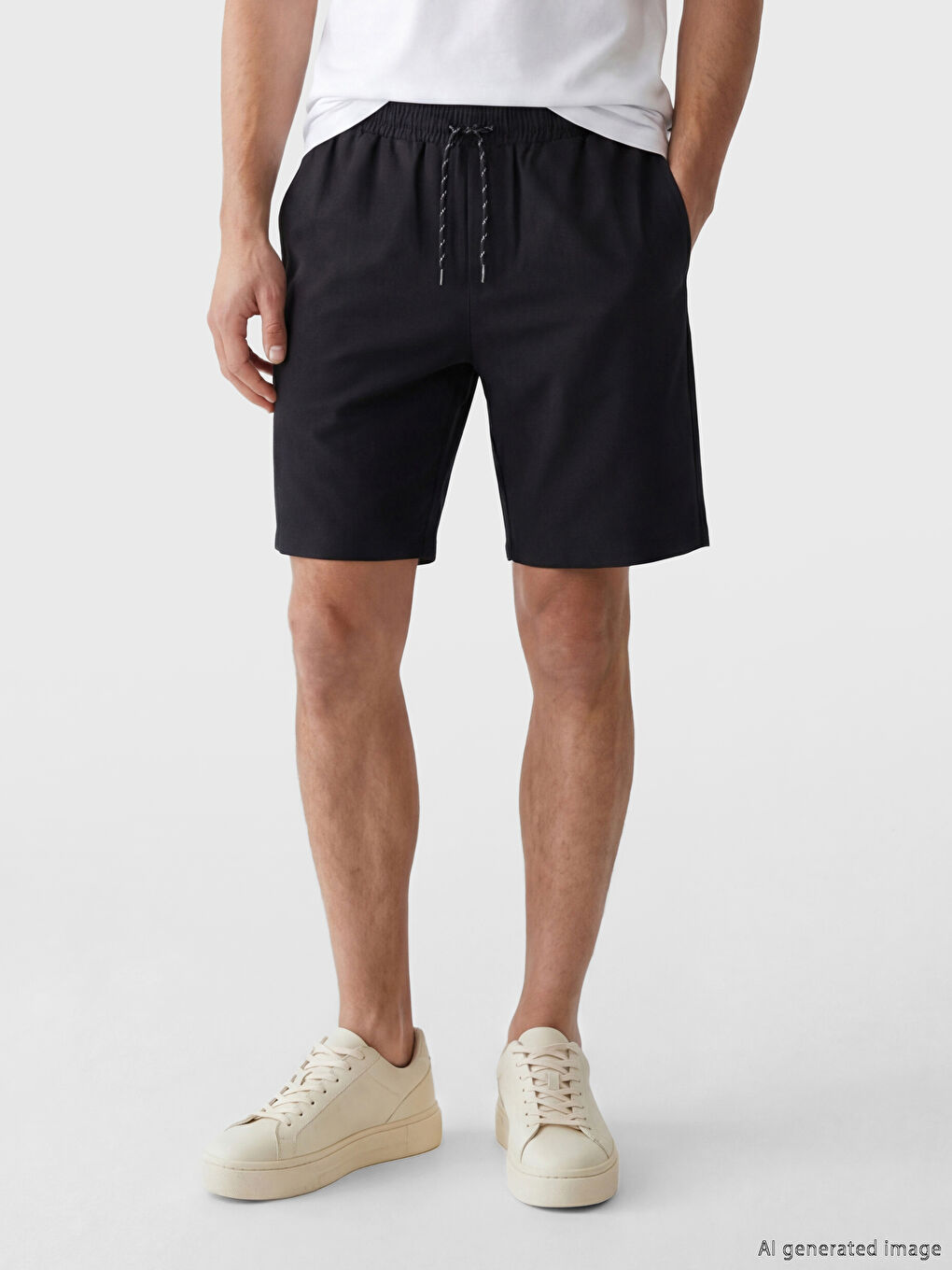 Siyah Diz Altı Boy Erkek Deniz Şortu-1