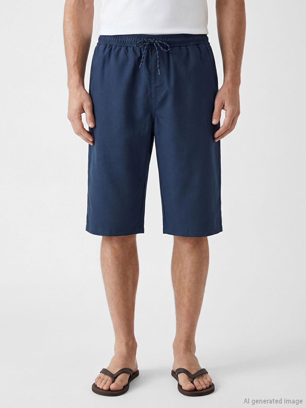İndigo Diz Altı Boy Erkek Deniz Şortu-1