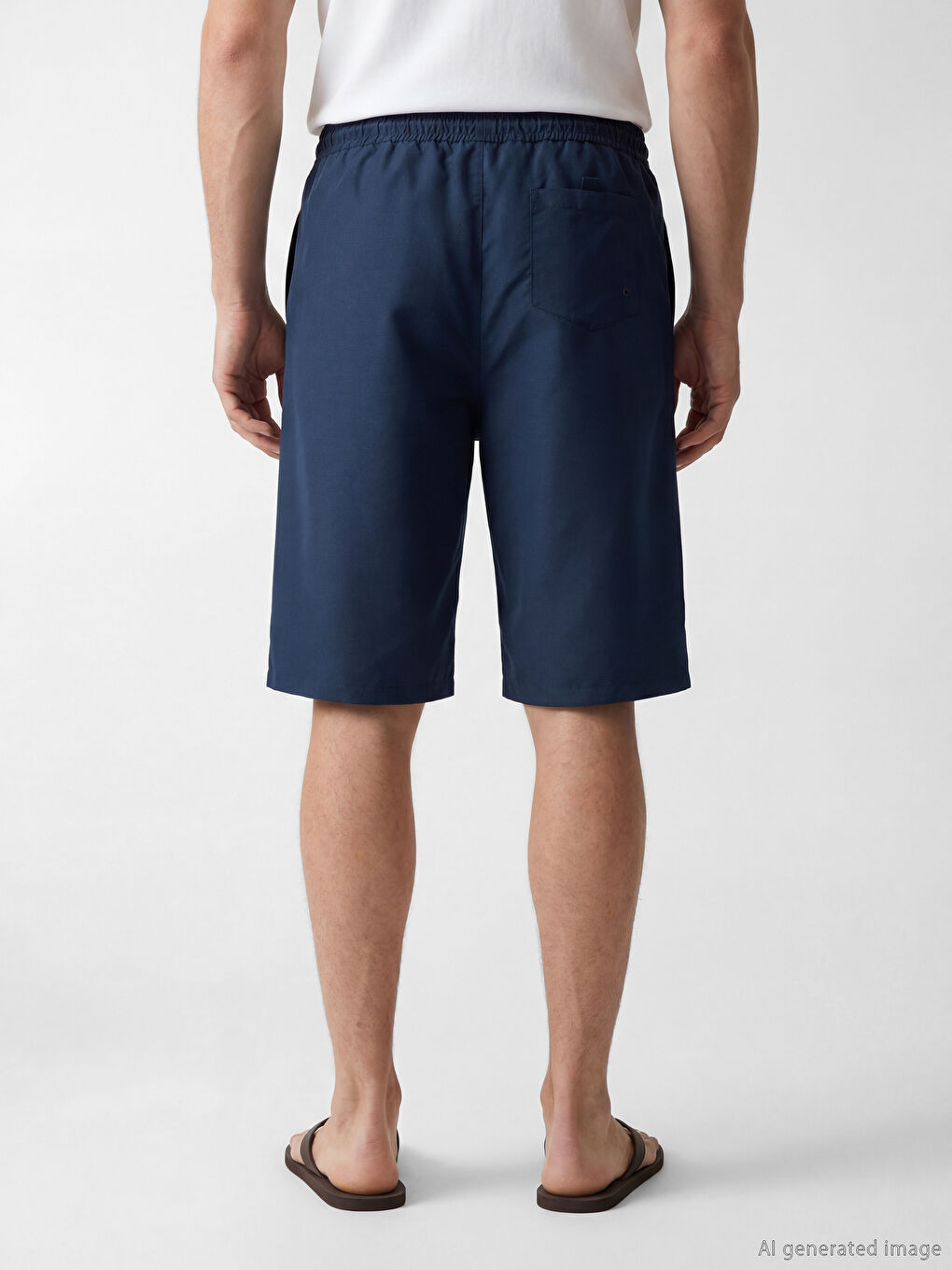 İndigo Diz Altı Boy Erkek Deniz Şortu-3