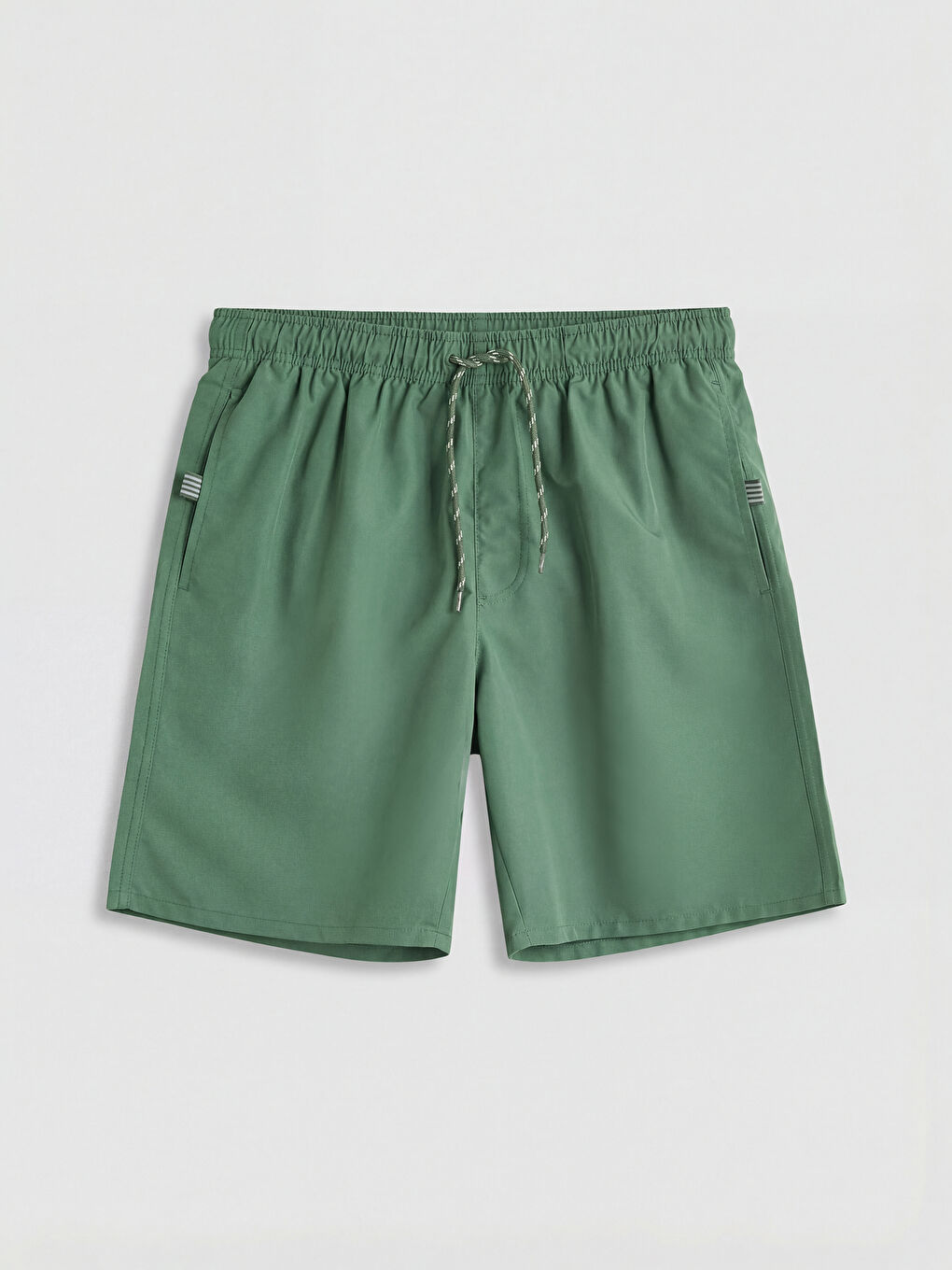 Yeşil Beli Lastikli Erkek Deniz Şortu-4