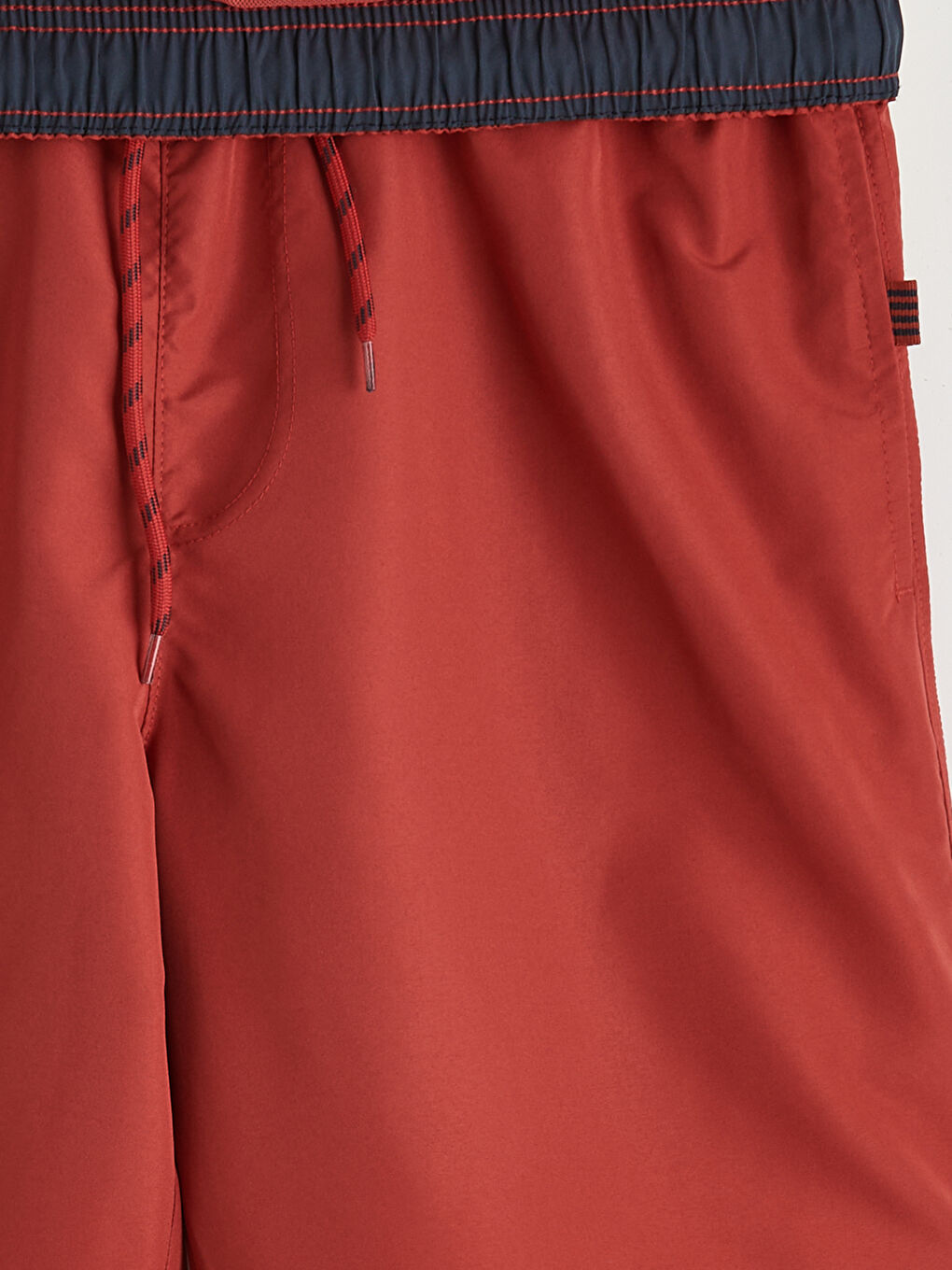 Kırmızı Diz Hizası Boy Erkek Deniz Şortu-2