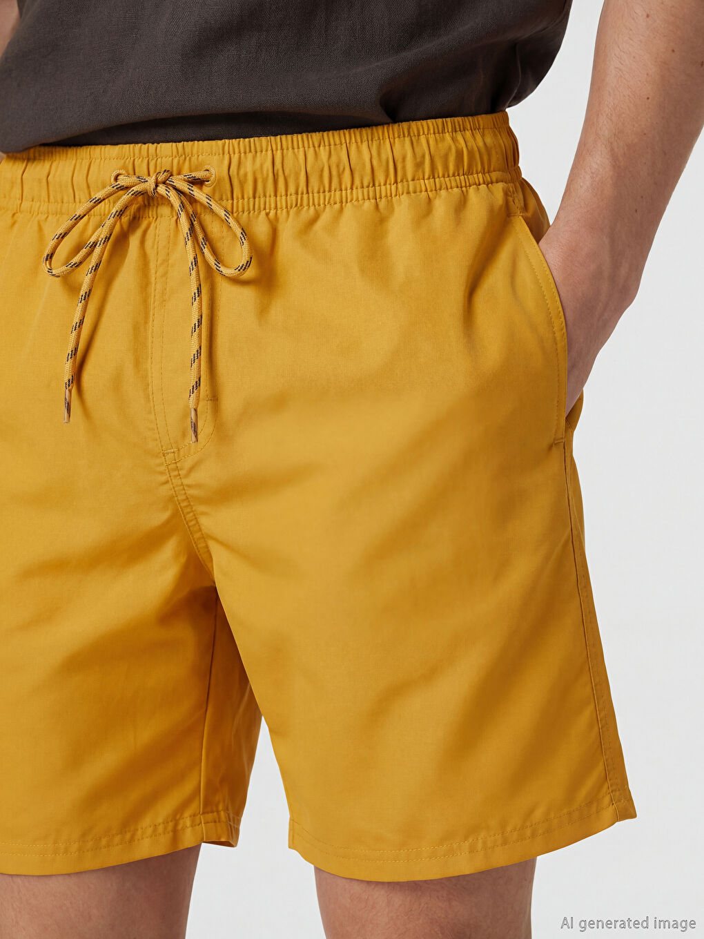 Sarı Beli Lastikli Erkek Deniz Şortu-2