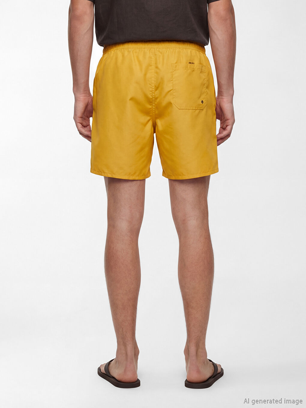Sarı Beli Lastikli Erkek Deniz Şortu-3