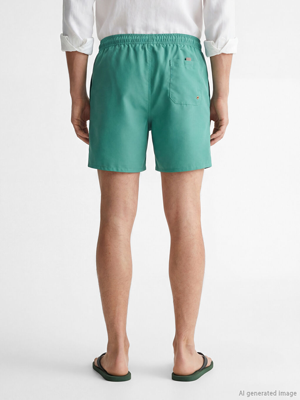 Turkuaz Diz Hizası Boy Erkek Deniz Şortu-3