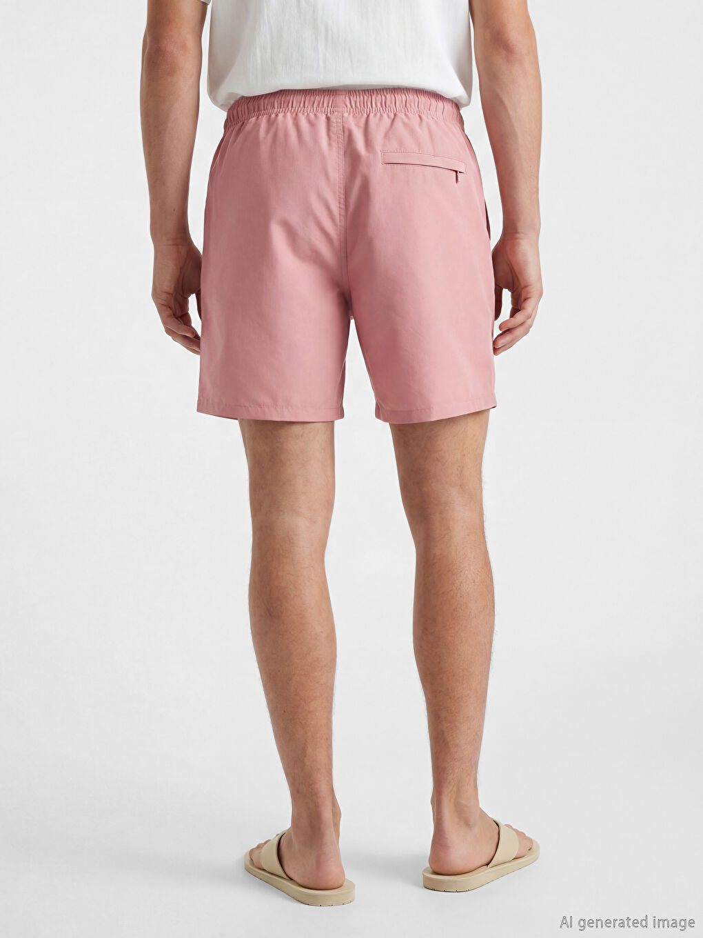 Pembe Beli Lastikli Erkek Deniz Şortu-3