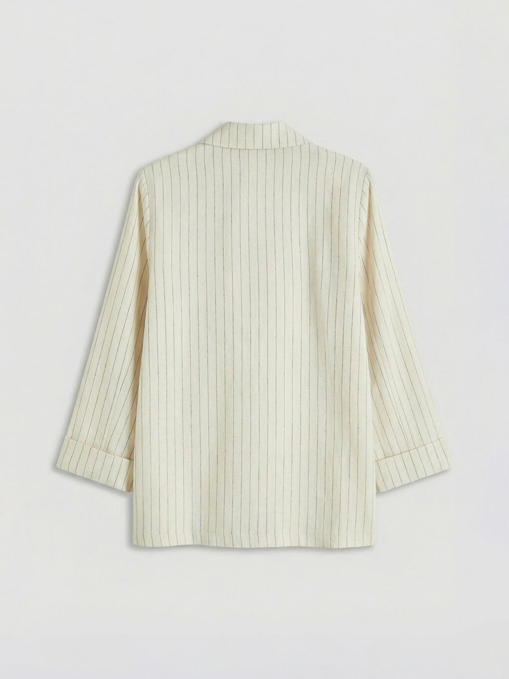 Ριγέ σακάκι από μείγμα λινό για γυναίκες-4