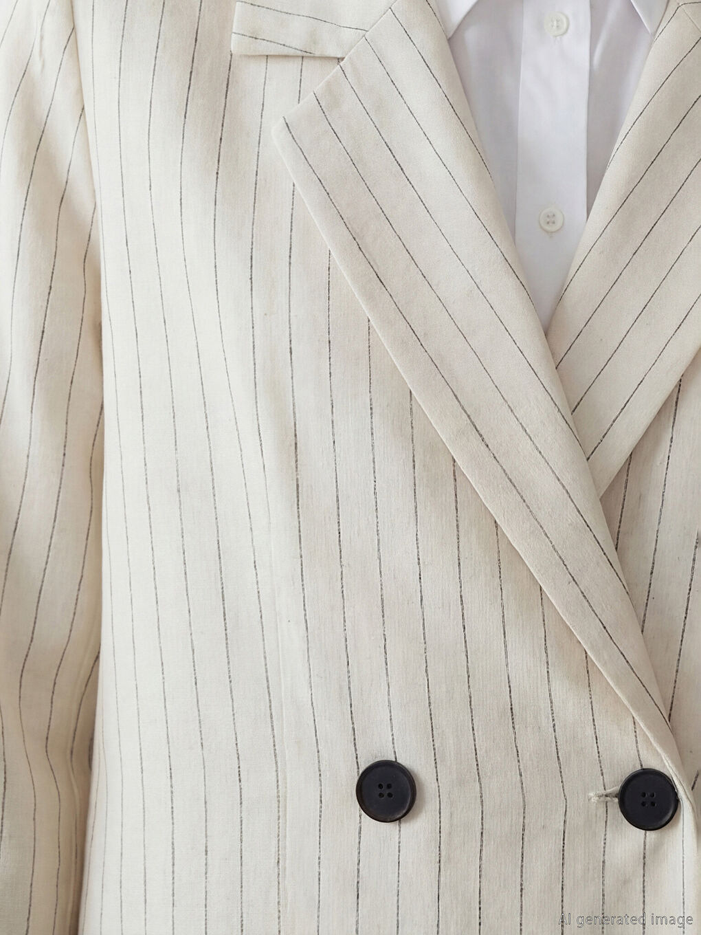 Ριγέ σακάκι από μείγμα λινό για γυναίκες-1