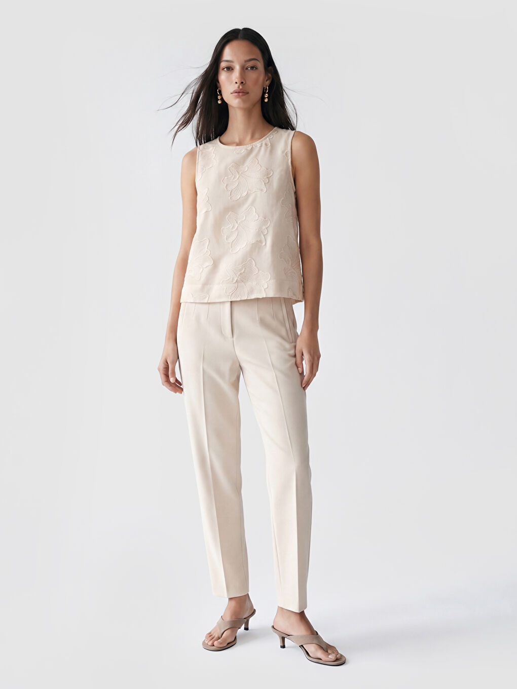 Crew Neck Embroidered Blouse-1