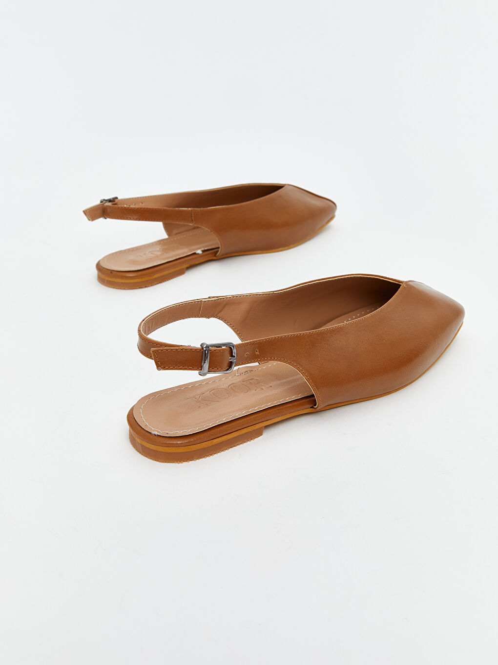 Kahverengi Deri Görünümlü Kadın Babet-4