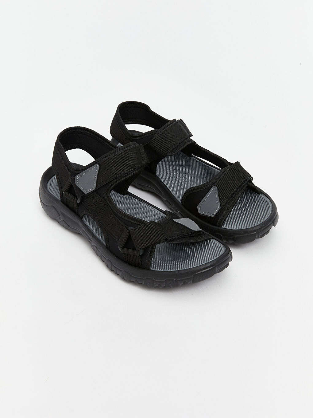 Siyah Cırt Cırtlı Erkek Sandalet