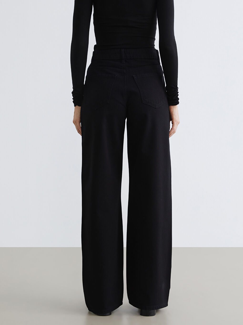 Siyah Baggy Fit Kadın Jean Pantolon-2