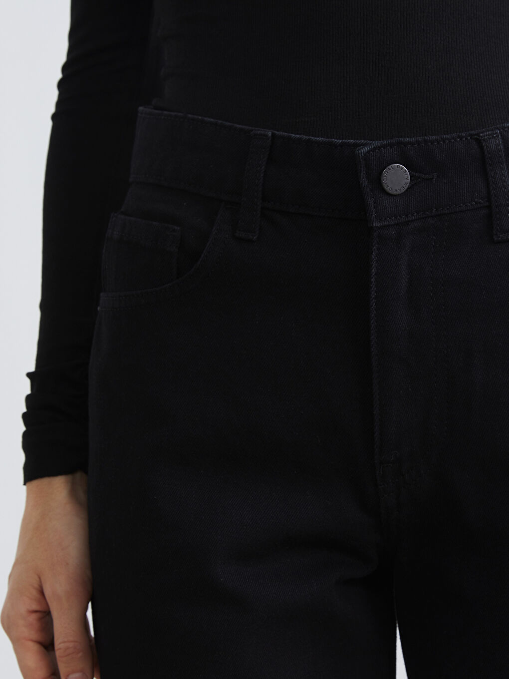 Siyah Baggy Fit Kadın Jean Pantolon-3